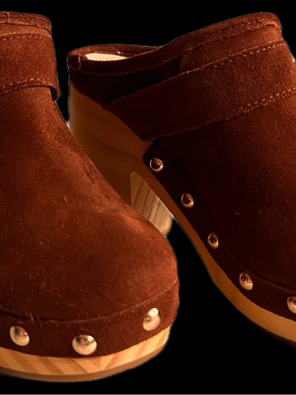 Steve Madden Hilde Suede Wooden Platform Clog Size 6.5 - Picture 3 of 13